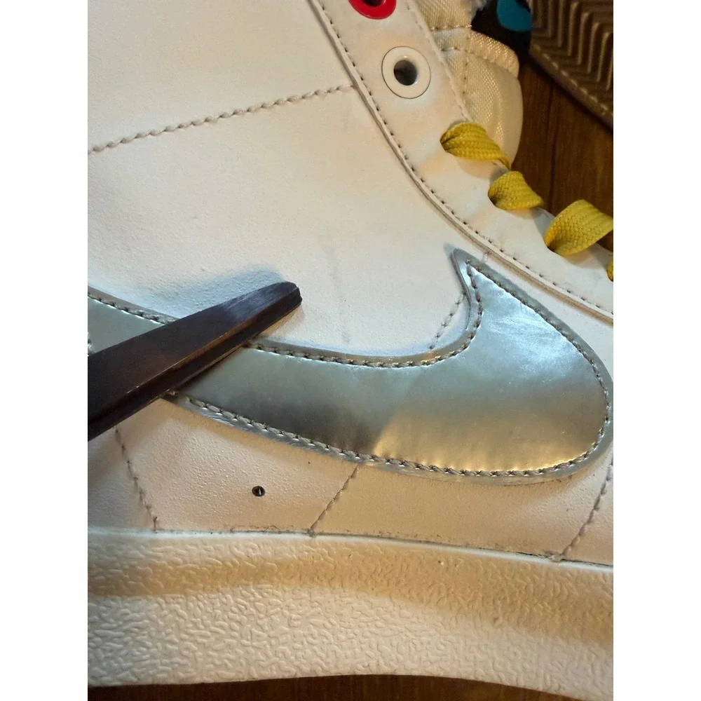 Nike Blazer Mid 77 Kids Size 6Y White Silver Floral DQ7773-100 High Top Sneaker
